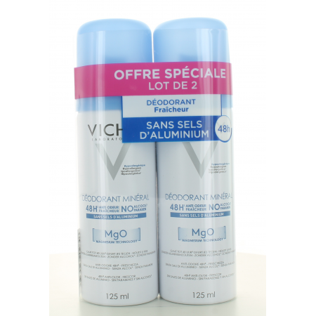Vichy Déodorant Spray Minéral 48H Anti-odeur 2X125ml