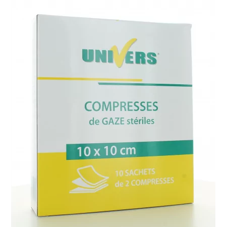 Univers Compresse de Gaze Stériles 10X10cm 10X2 pièces - Univers Pharmacie