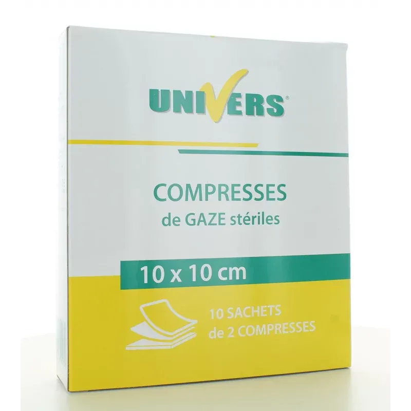 Univers Compresse de Gaze Stériles 10X10cm 10X2 pièces - Univers Pharmacie
