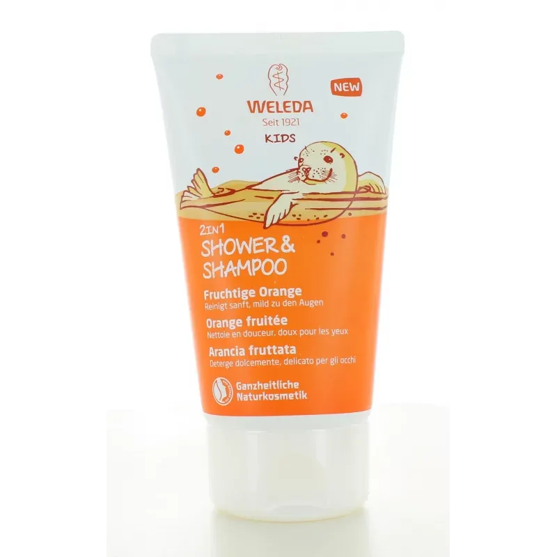 Shampooing Gel douche 2en1 Orange Fruitée Weleda Kids 150 ml