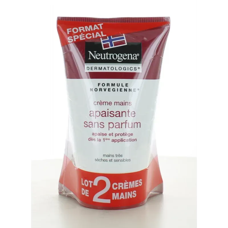 Crème Mains Apaisante sans parfum Neutrogena 2X50ml