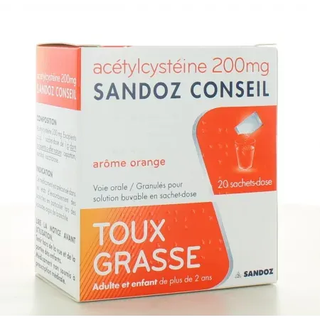 Acétylcystéine 200 mg Sandoz 20 sachets-dose