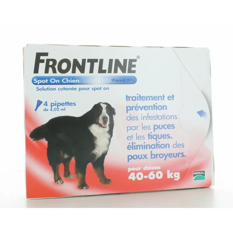 Frontline Spot On Chien 40-60 kg 4 pipettes Frontline Spot On Chien 40-60 kg 4 pipettes