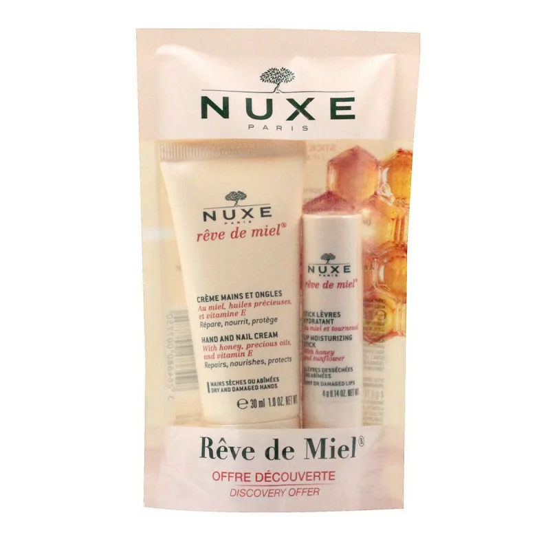 Nuxe Rêve de Miel Crème Mains et Ongles 30ml + Stick Lèvres Rêve de Miel
