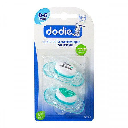 Dodie Sucettes Anatomiques Silicone n°31 0-6 mois X2