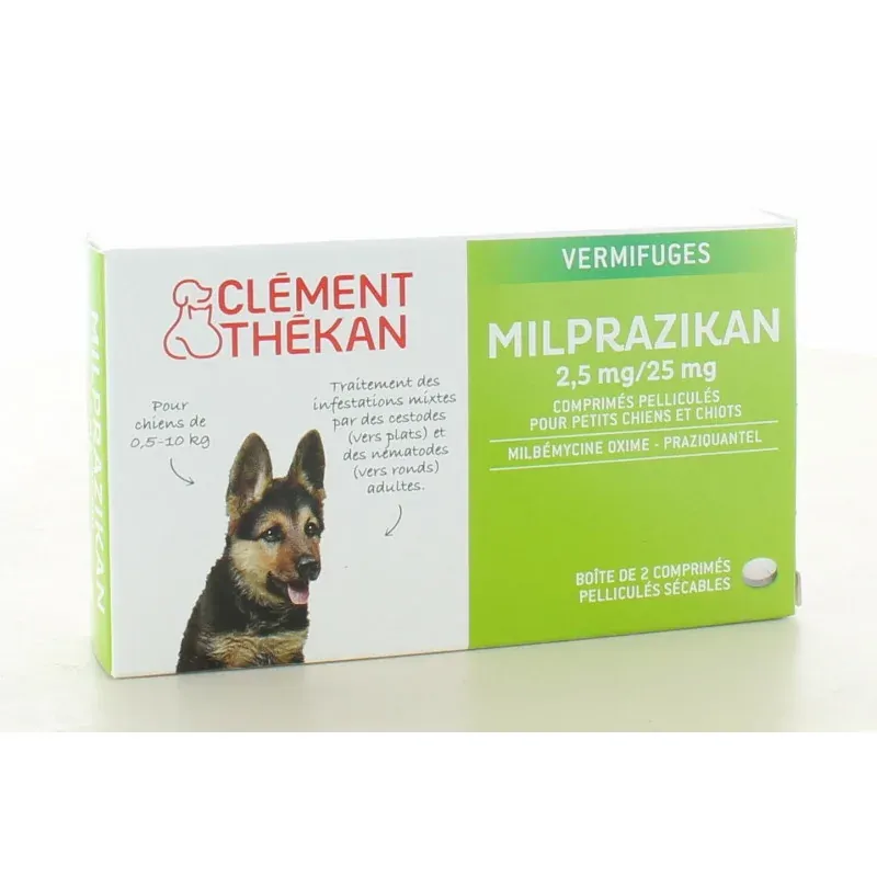 Milprazikan 2.5mg/25mg pour Petits Chiens et Chiots 2 comprimés