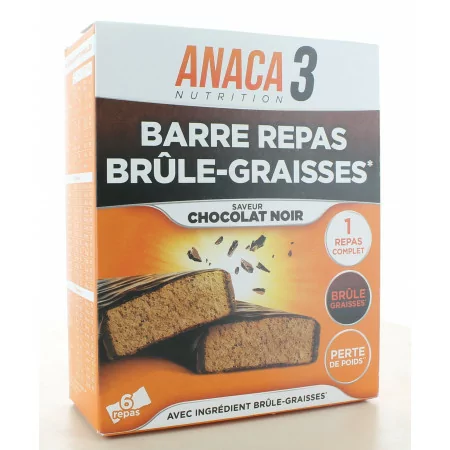 Barre Repas Brûle-graisse Chocolat Noir Anaca3 X6