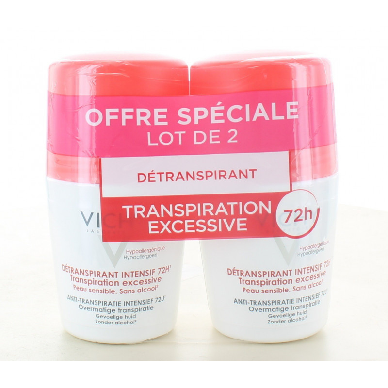 Vichy Déodorant Bille Détranspirant Intensif 72h 2X50ml - Univers Pharmacie Vichy Déodorant Bille Détranspirant Intensif 72h 2X50ml - Univers Pharmacie