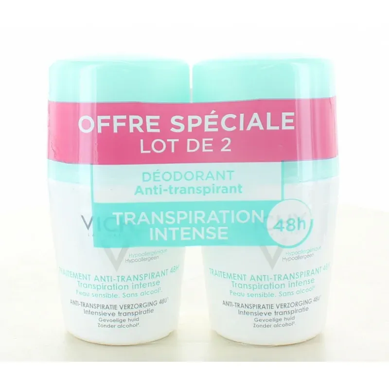 Vichy Déodorant Bille Traitement Anti-transpirant 48h 2X50ml - Univers Pharmacie