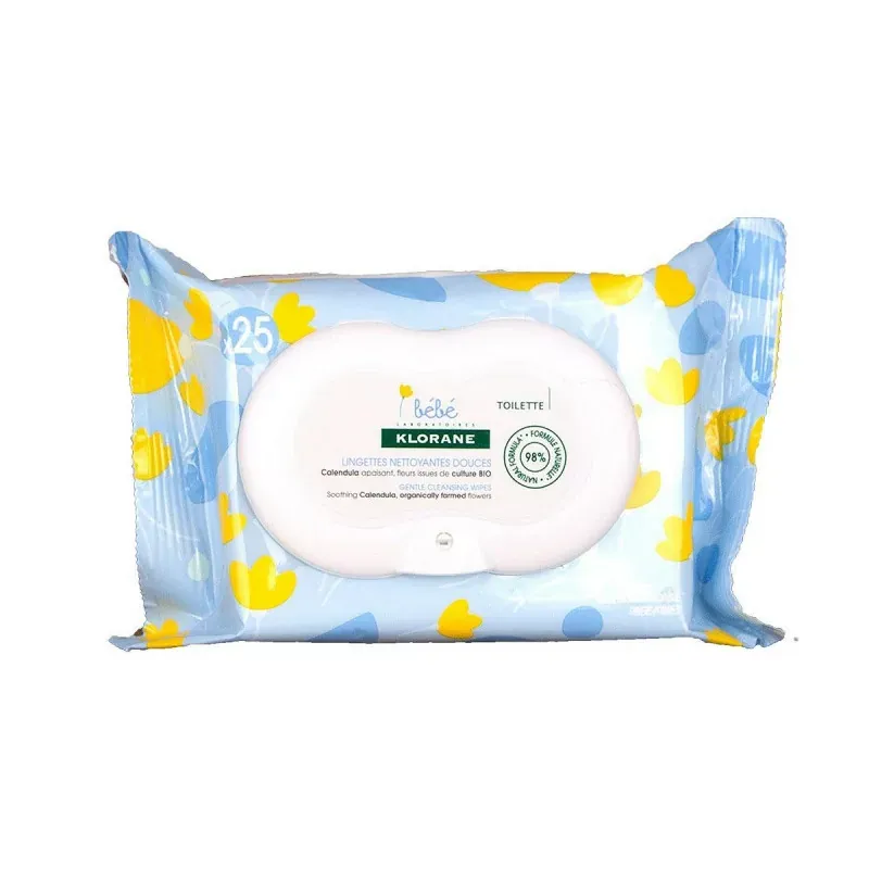 Klorane Bébé Lingettes Nettoyantes Douces X25