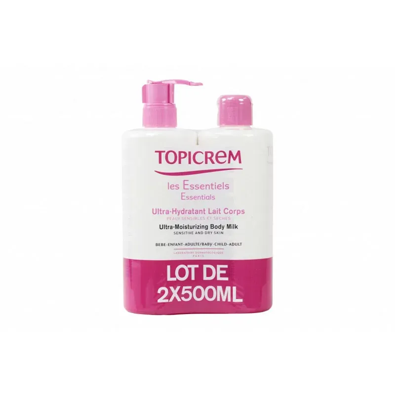 Topicrem Lait Ultra-hydratant Corps 2x500ml - Univers Pharmacie