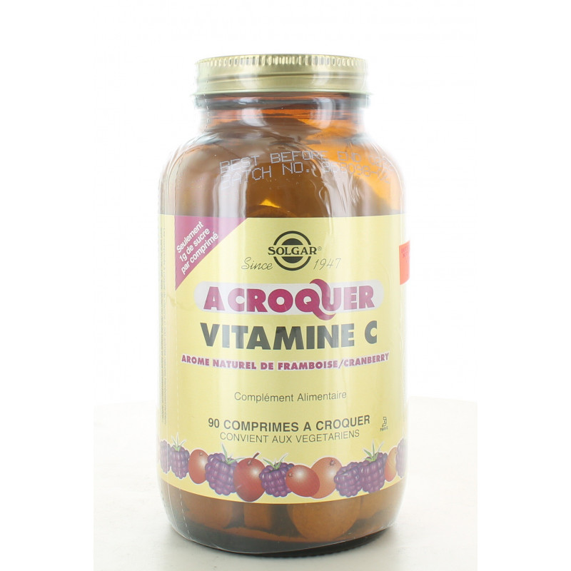 Solgar Vitamine C à Croquer Framboise/Cranberry 90 comprimés