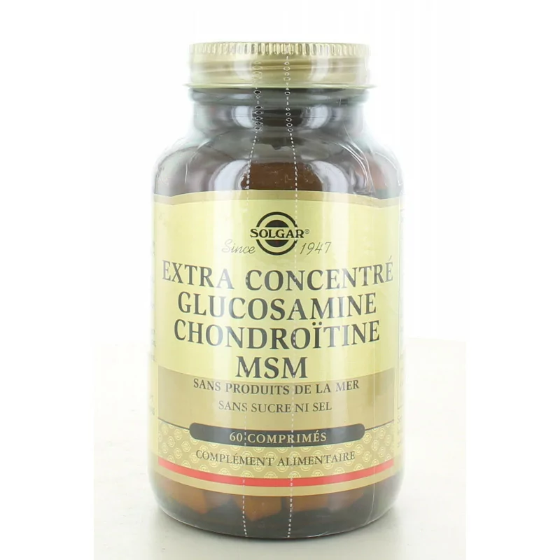 Solgar Extra Concentré Glucosamine Chondroïtine MSM 60 comprimés
