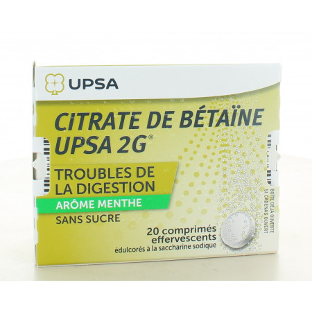 Citrate de Bétaïne 2 g Menthe sans sucre Upsa