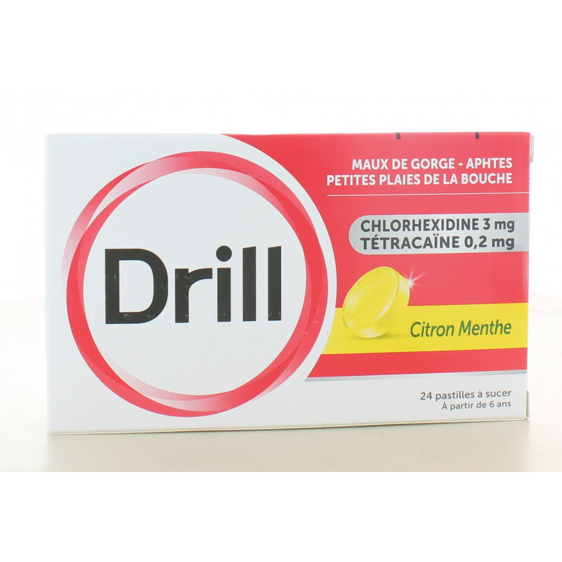 Drill Citron Menthe Maux de Gorge 24 pastilles à sucer