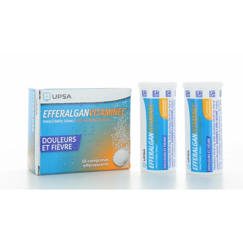 Efferalgan Vitamine C 500mg/200mg 16 comprimés effervescents - Univers Pharmacie