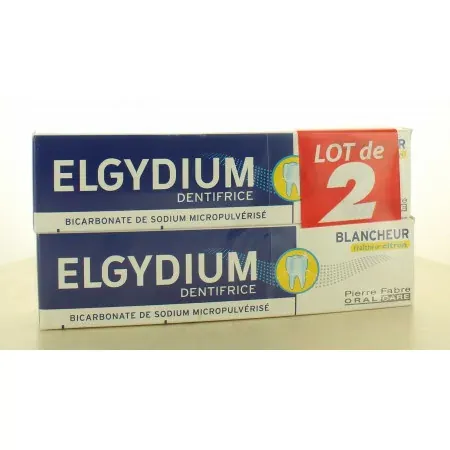 Elgydium Dentifrice Blancheur Fraîcheur Citron 2X75ml