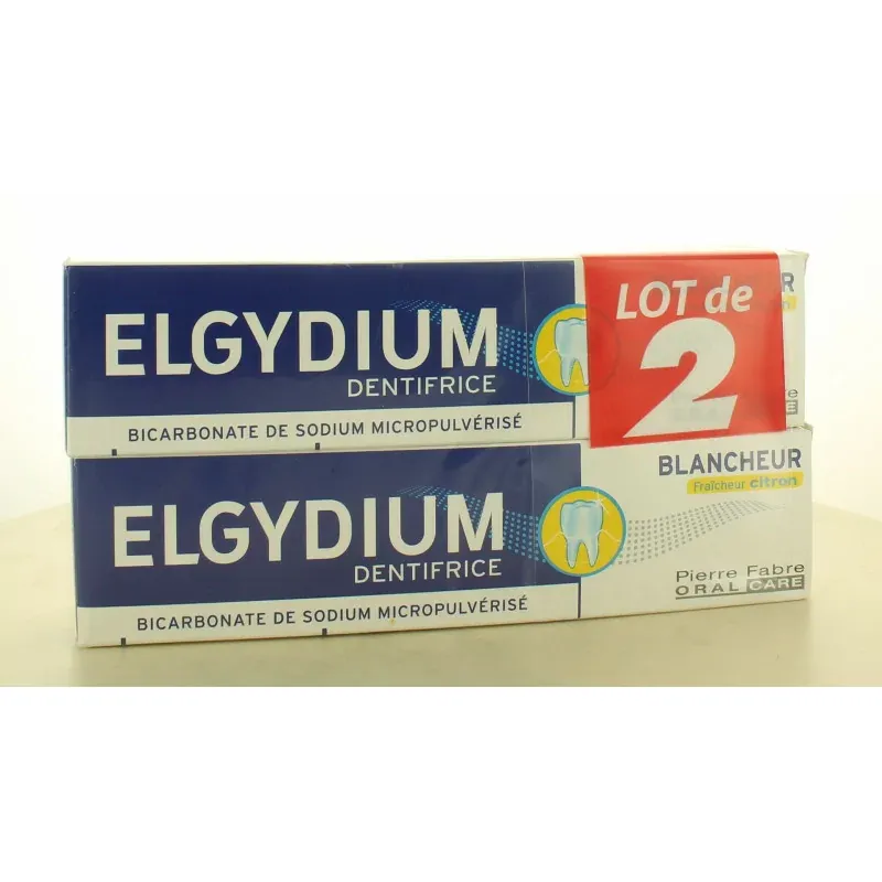 Elgydium Dentifrice Blancheur Fraîcheur Citron 2X75ml