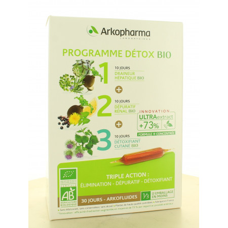 Arkopharma Programme Détox Bio 30 ampoules - Univers Pharmacie