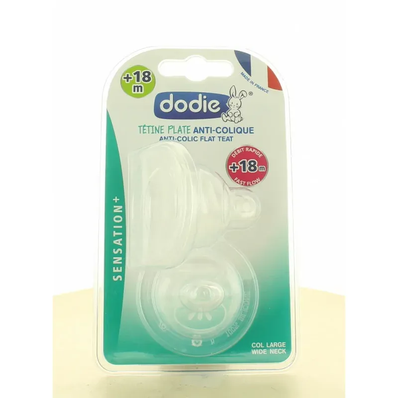 Dodie Tétine Plate Sensation+ Anti-colique +18M X2
