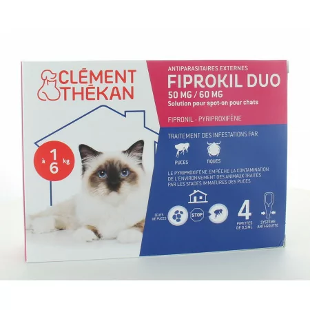 Fiprokil Duo Chat 1-6 kg 50mg/60mg 4 pipettes