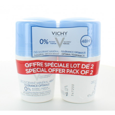 Vichy Déodorant Bille Minéral 48h Tolérance Optimal 2X50ml