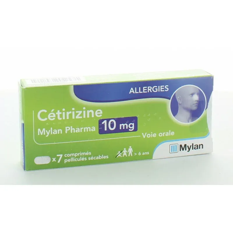 Cétirizine 10mg Mylan 7 comprimés pelliculés sécables