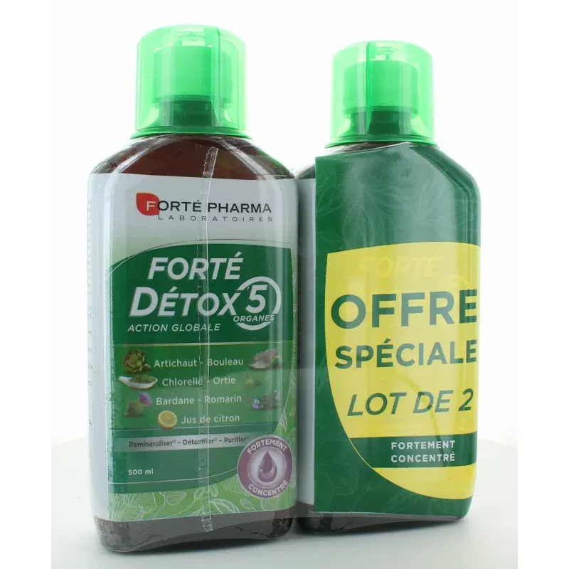 Forté Pharma Forté Détox 5 Action Globale 2X500ml Forté Pharma Forté Détox 5 Action Globale 2X500ml