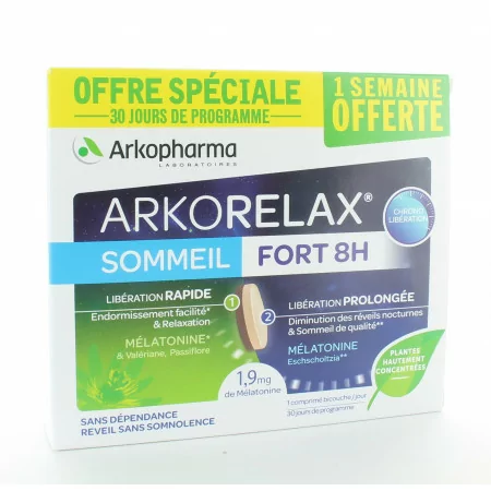 Arkopharma Arkorelax Sommeil Fort 8H 30 comprimés - Univers Pharmacie