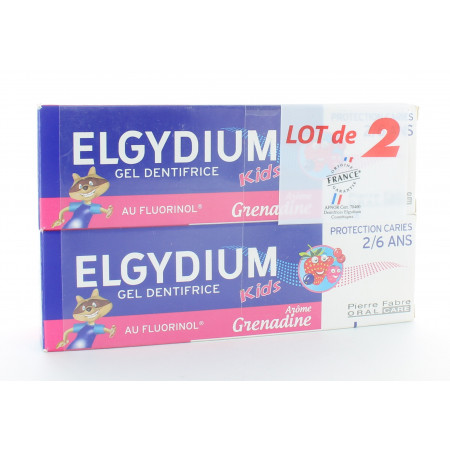 Elgydium Kids Gel Dentifrice Grenadine 2/6 ans 2X50ml