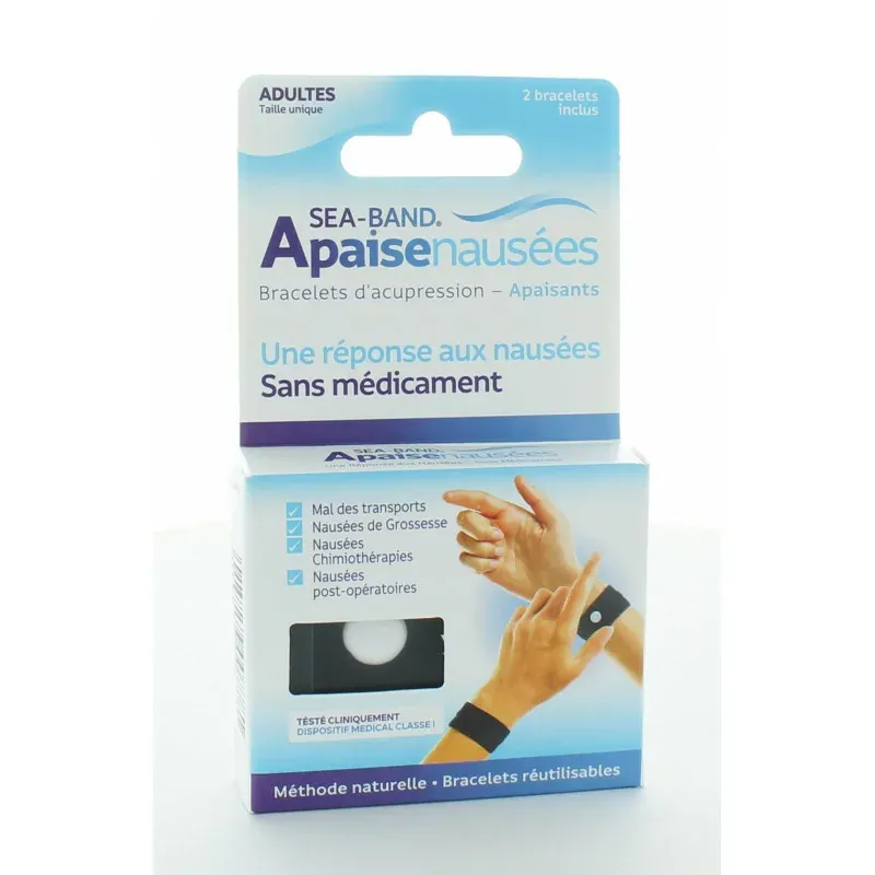 Sea-Band Apaisenausées Bracelets d'Acupression Adultes Noirs X2