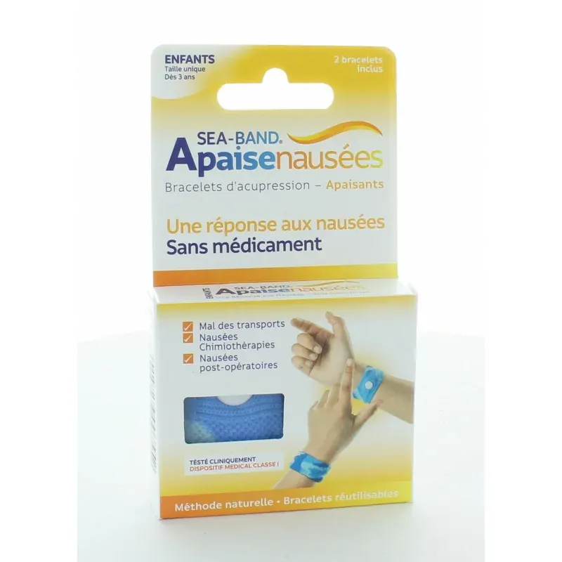 Sea-Band Apaisenausées Bracelets d'Acupression Enfants Bleus X2