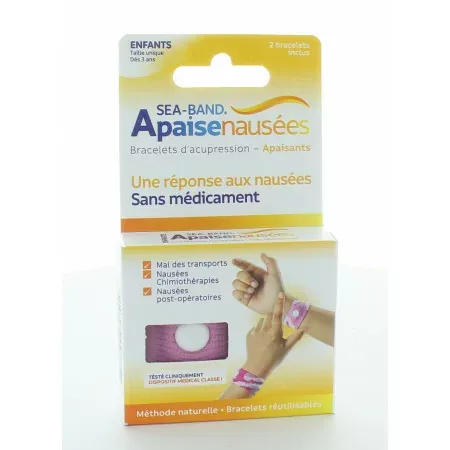 Sea-Band Apaisenausées Bracelets d'Acupression Enfants Roses X2