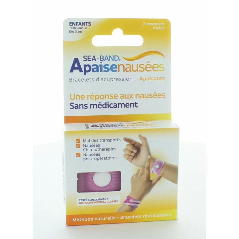 Sea-Band Apaisenausées Bracelets d'Acupression Enfants Roses X2