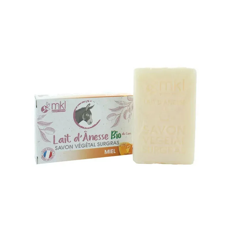 MKL Lait d'Ânesse Bio Savon Végétal Surgras Bio Miel 100g