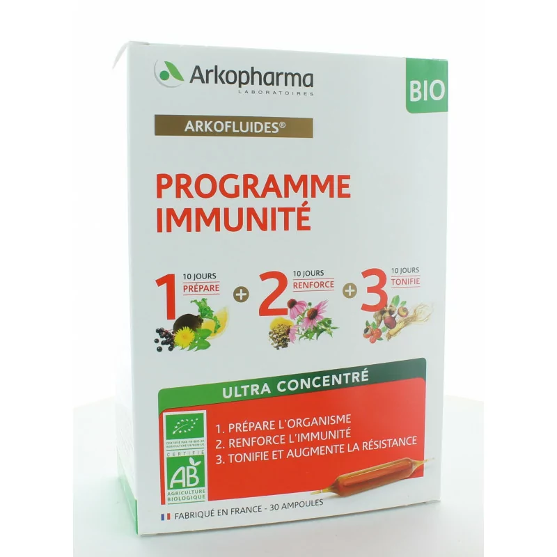 Arkopharma Arkofluides Programme Immunité Bio 30 ampoules