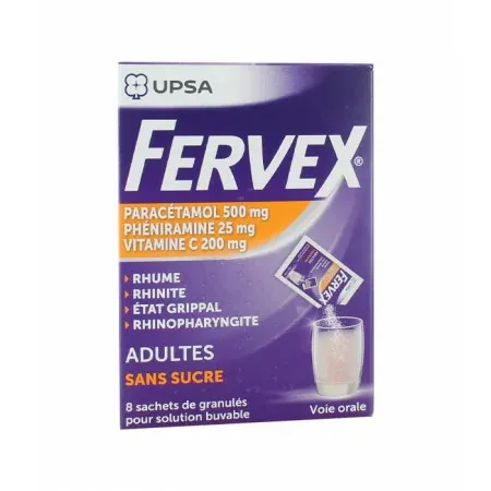 Fervex Adulte sans sucre 8 sachets - Univers Pharmacie