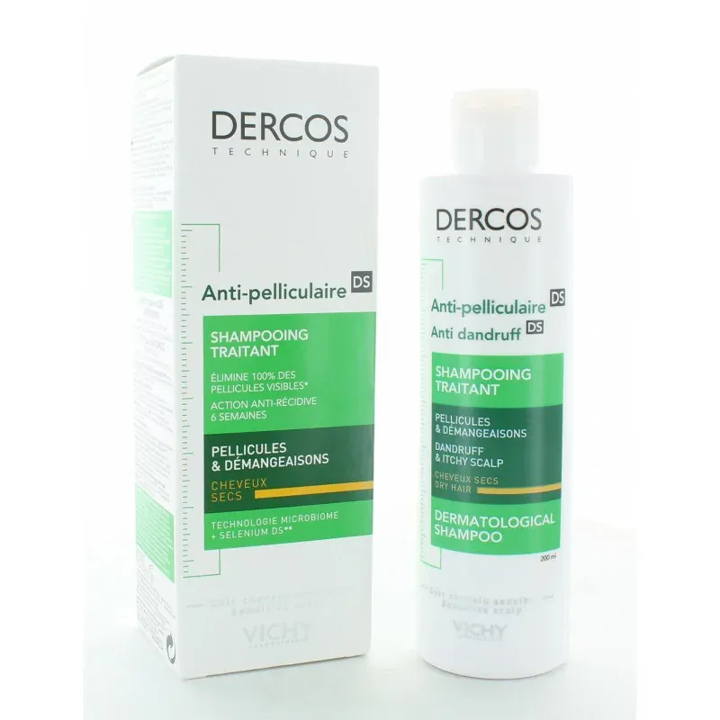 Dercos Anti-Pelliculaire DS Shampooing Traitant Cheveux Secs 200ml