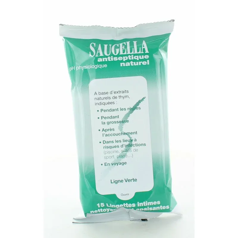 Saugella Antiseptique Naturel Lingettes Intimes X15