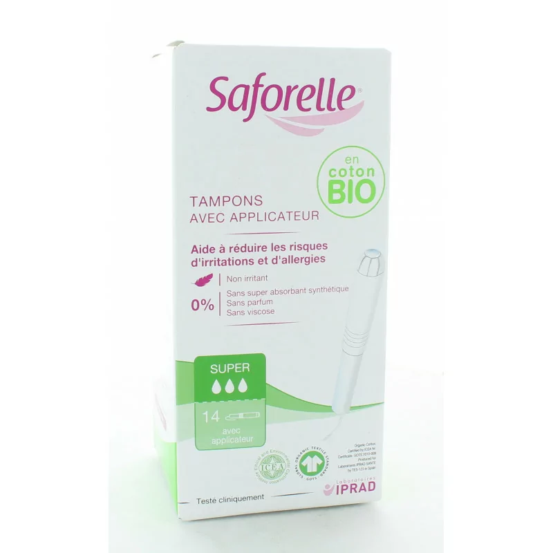 Saforelle Tampons Bio Flux Super avec applicateur X14 - Univers Pharmacie