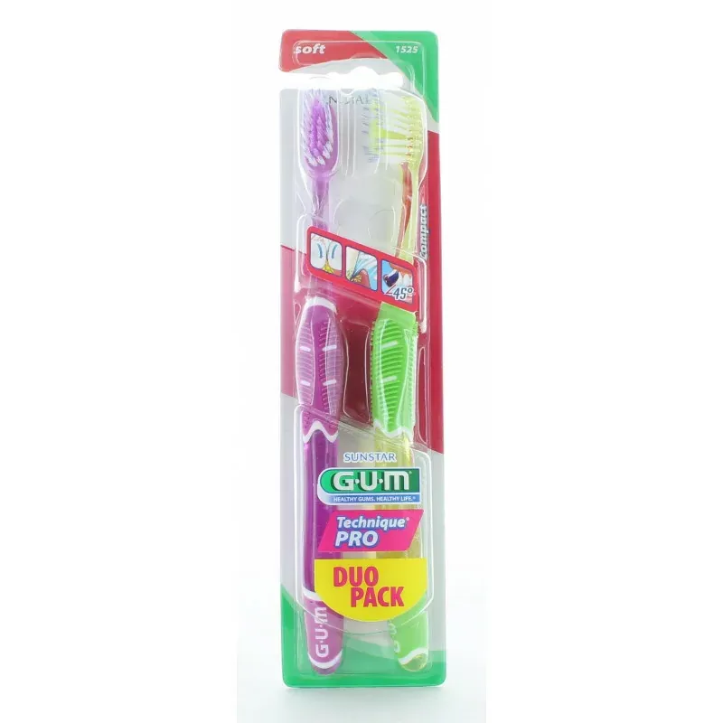 GUM Brosse à Dents Technique Pro Compact Souple X2
