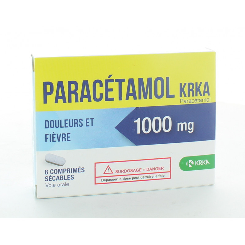 Paracétamol KRKA 1000mg 8 comprimés Paracétamol KRKA 1000mg 8 comprimés