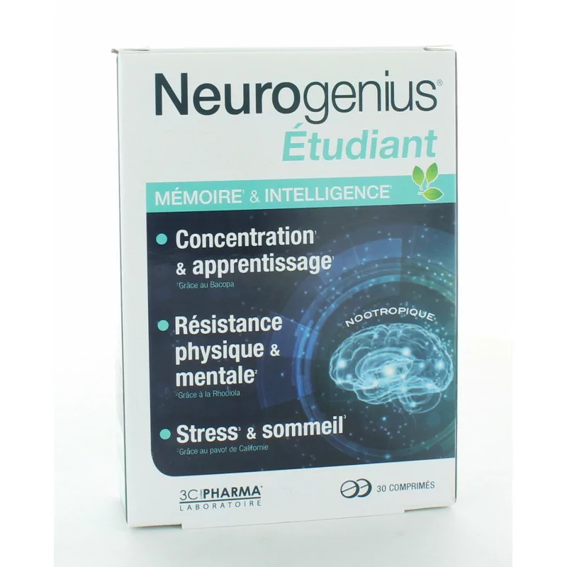 Neurogenius Étudiant Mémoire & Intelligence 30 comprimés