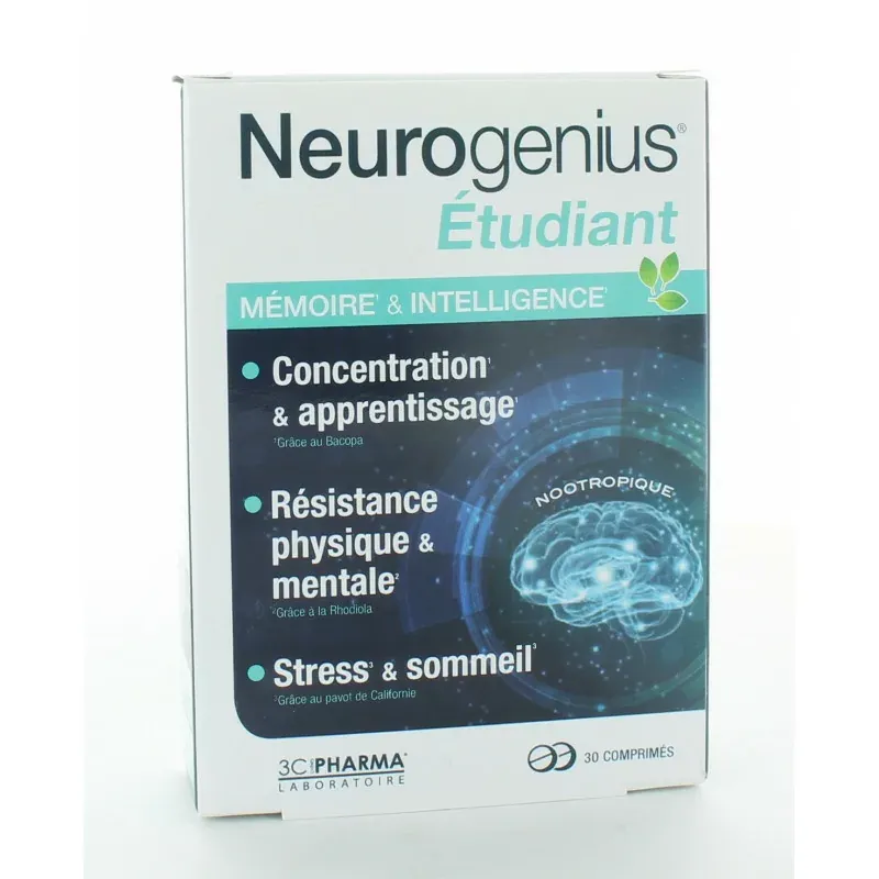 Neurogenius Étudiant Mémoire & Intelligence 30 comprimés