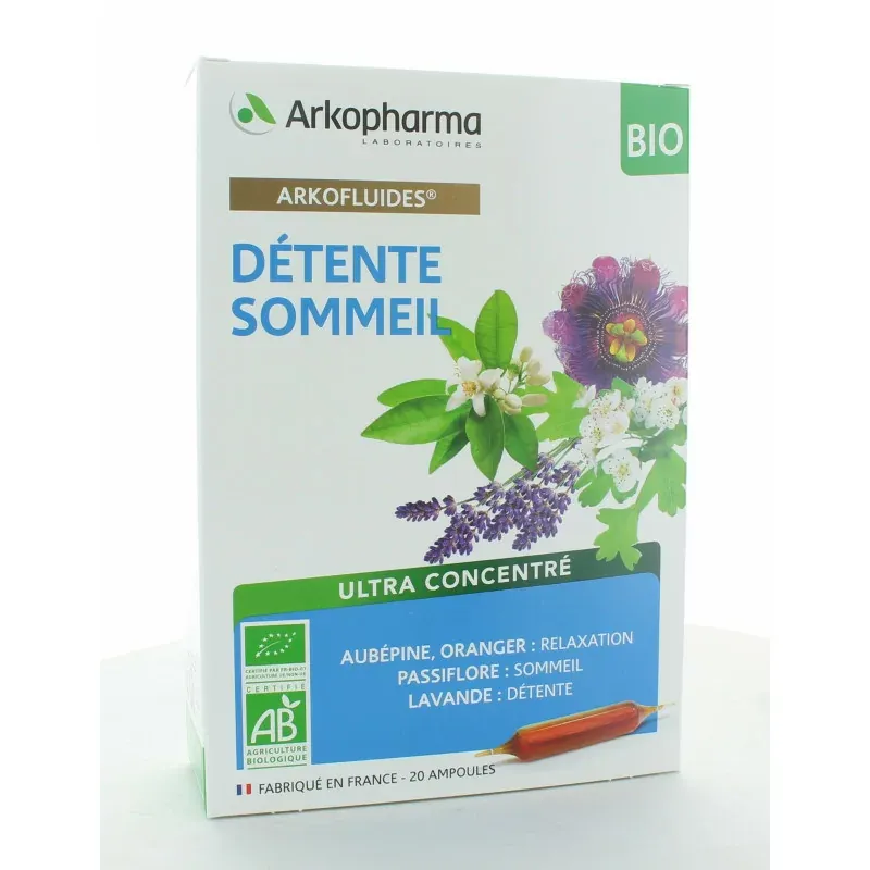 Arkopharma Arkofluides Bio Détente Sommeil 20 ampoules