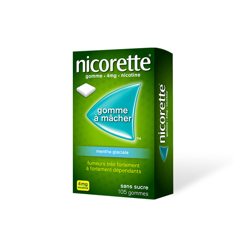 Nicorette 4mg Menthe Glaciale sans sucre 105 gommes - Univers Pharmacie