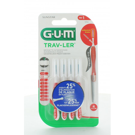 GUM Trav-Ler 1314 Brossettes Interdentaires 0,8mm X4