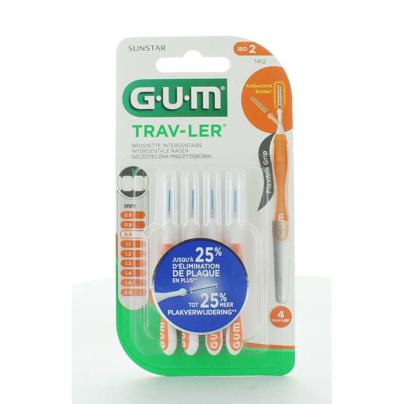 GUM Trav-Ler 1412 Brossettes Interdentaires 0,9mm X4