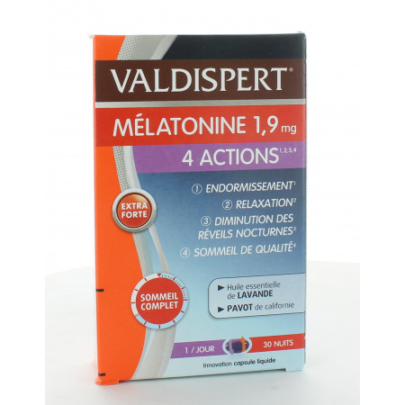 Valdispert Mélatonine 1,9mg 4 Actions 30 capsules