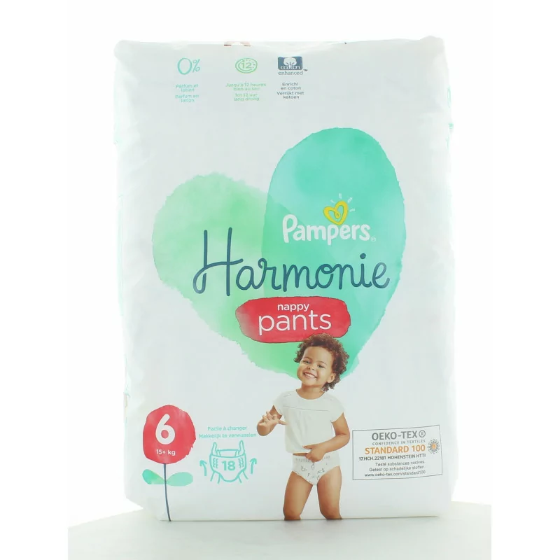 Pampers Harmonie Nappy Pants Taille 6 +15kg 18 pièces
